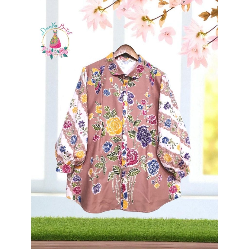 NDARUKU BATIK BLUS ATASAN BATIK LENGAN BALON MEWAH PASTEL
