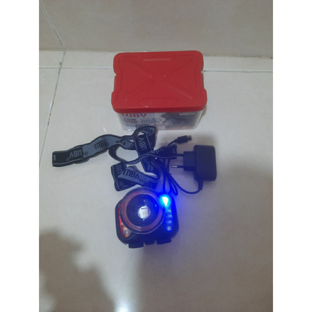 Senter Kepala Luby 70Watt L-2925l Zoom Led Rechargeable Headlight / Senter Luby Zoom Baru Cahaya Put