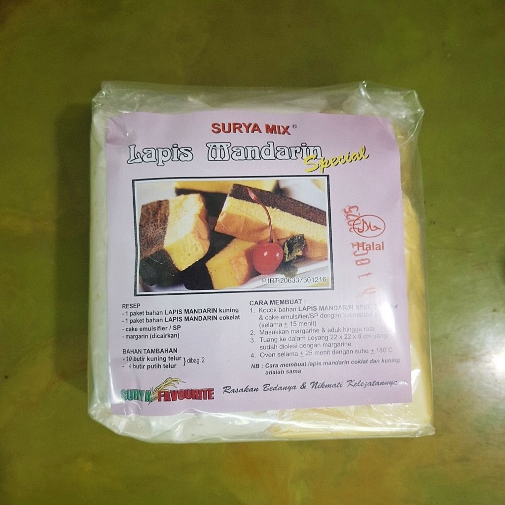 

Tepung Premix Instan SuryaMix "SPIKU / LAPIS MANDARIN SPECIAL" Anti Gagal