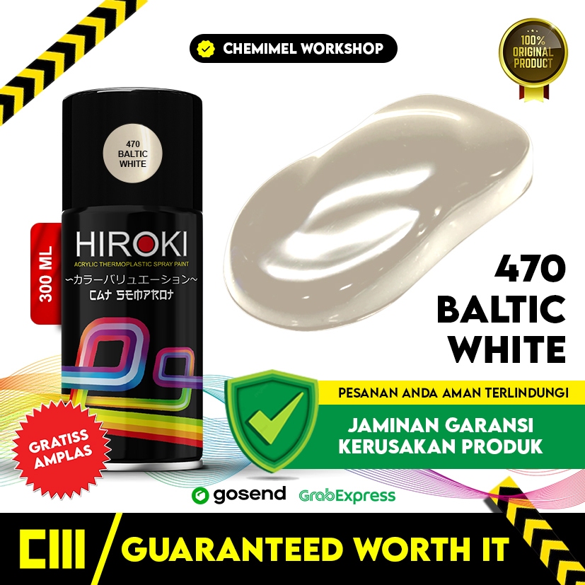 Hiroki Cat Semprot Baltic White 470 warna Putih Tulang Cat Pilok Semi Putih