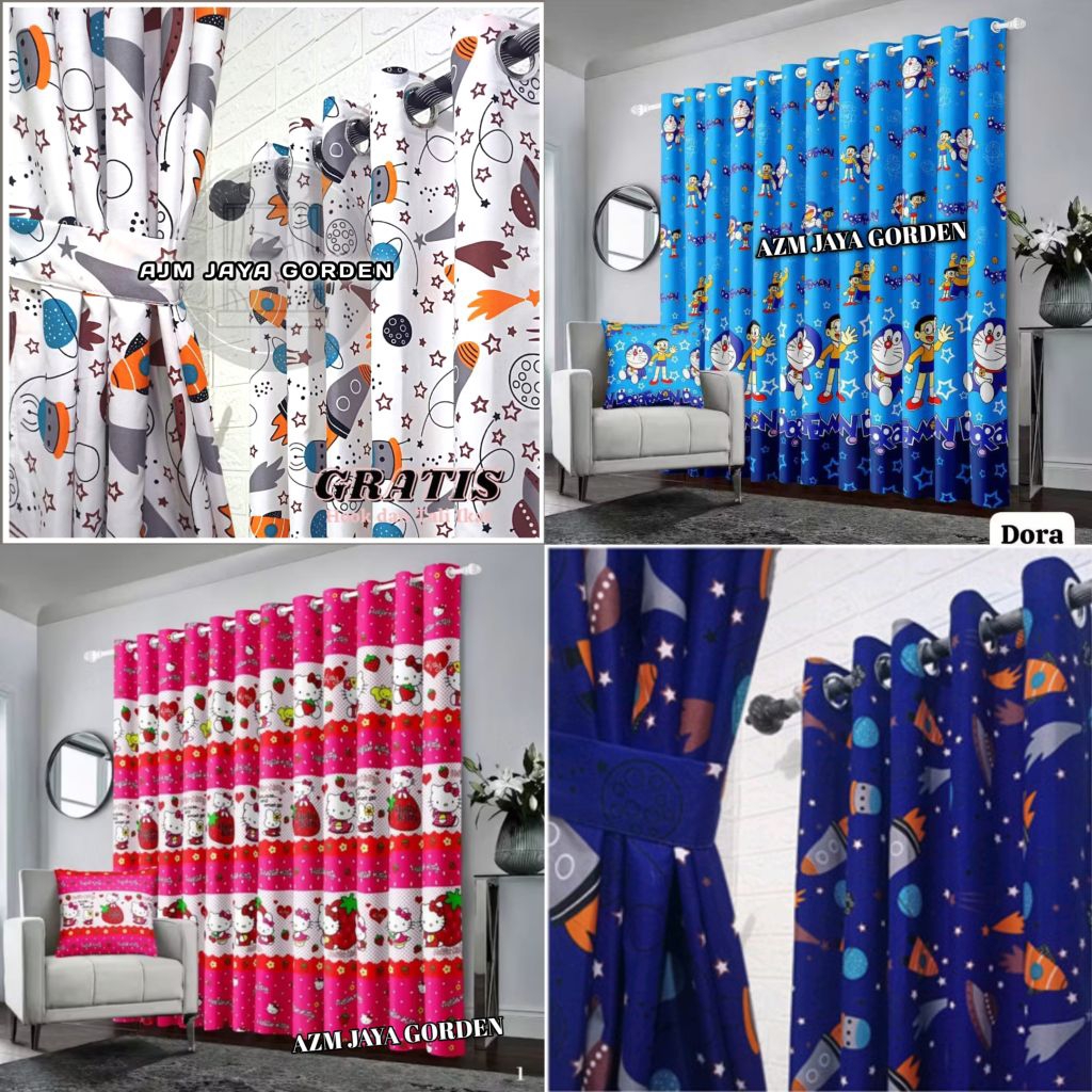 gorden kamar anak-anak / gorden lucu / gorden jendela/gorden motip/ Hordeng kartun /gorden smokring/