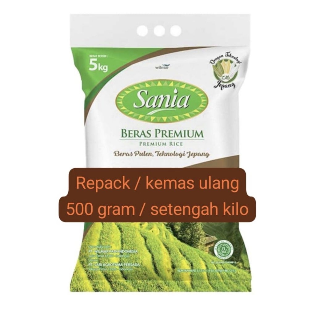 

beras sania repack / kemas ulang 500 gram atau setengah kilo