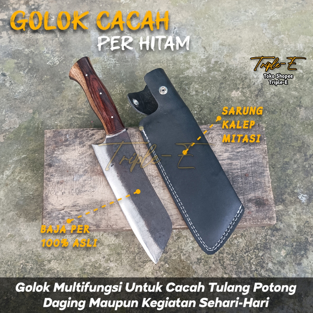 Pisau Dapur Baja Per Asli Golok Cincang Cacah daging Cacah Tulang Kuat dan Tajam
