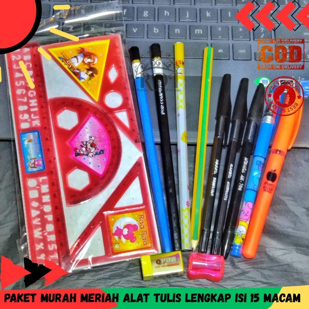 

Paket alat tulis lengkap murah isi 15 pcs