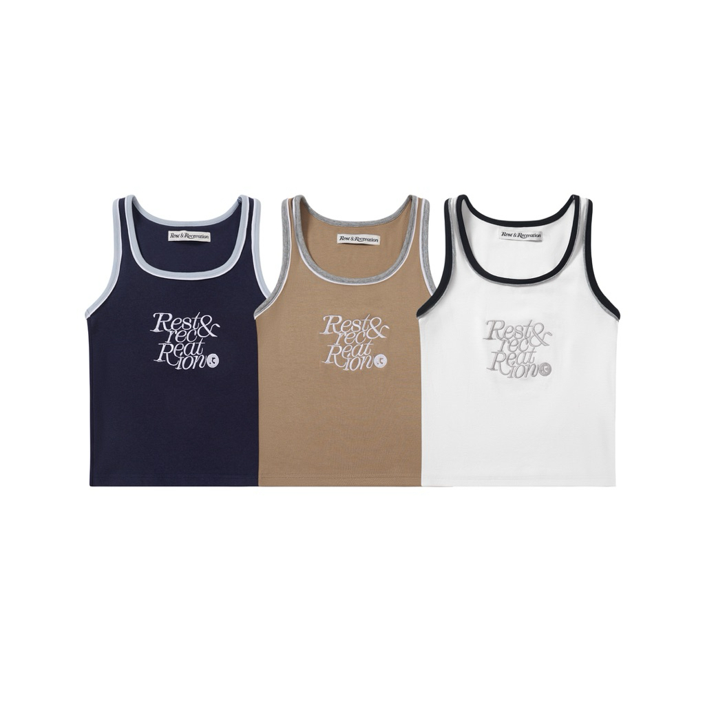 RR Tank Logo Bordir REST & RECREATION Summer Tanktop Aesthetic Korean Style