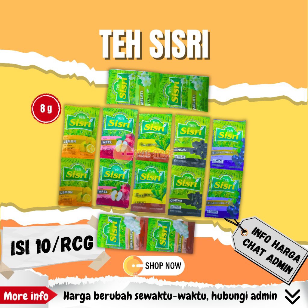 

Teh Sisri Bubuk Sachet Rentengan all varian