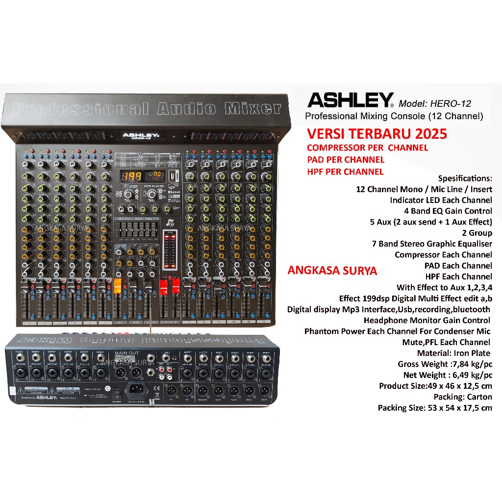 Mixer ASHLEY HERO 12 ORIGINAL/ Mixer Audio ASHLEY HERO12, 12 CHANNEL COMPRESSOR