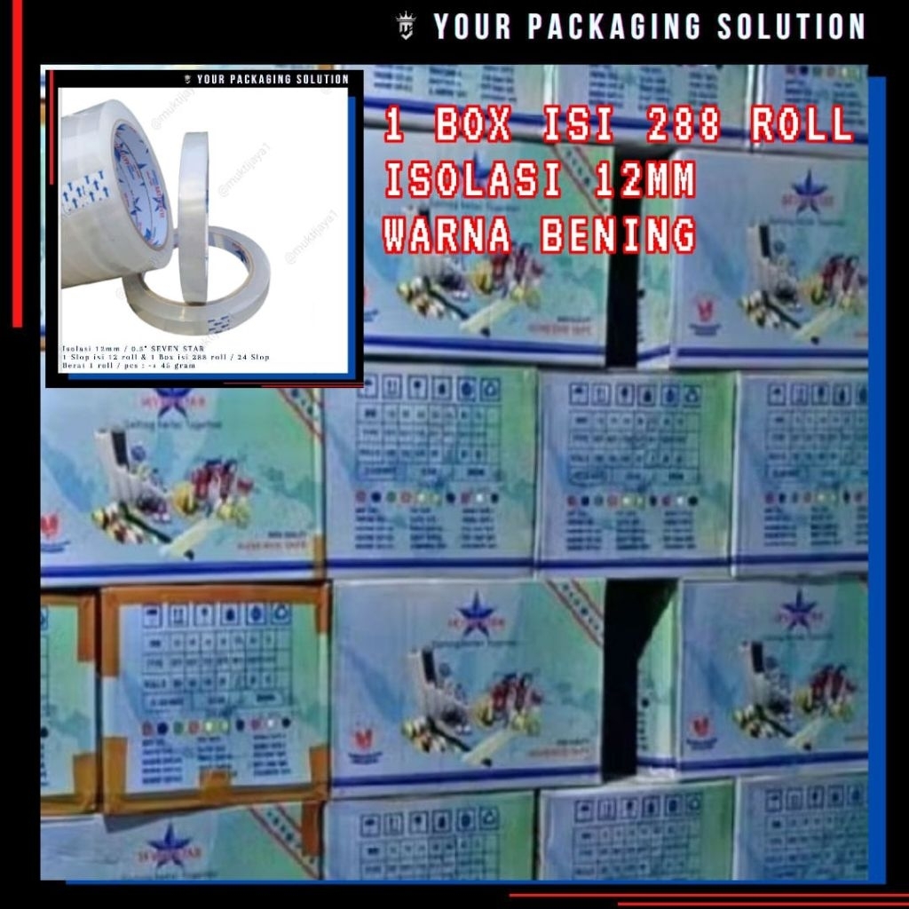 

1 BOX (288 ROLL) ISOLASI STAR 12MM