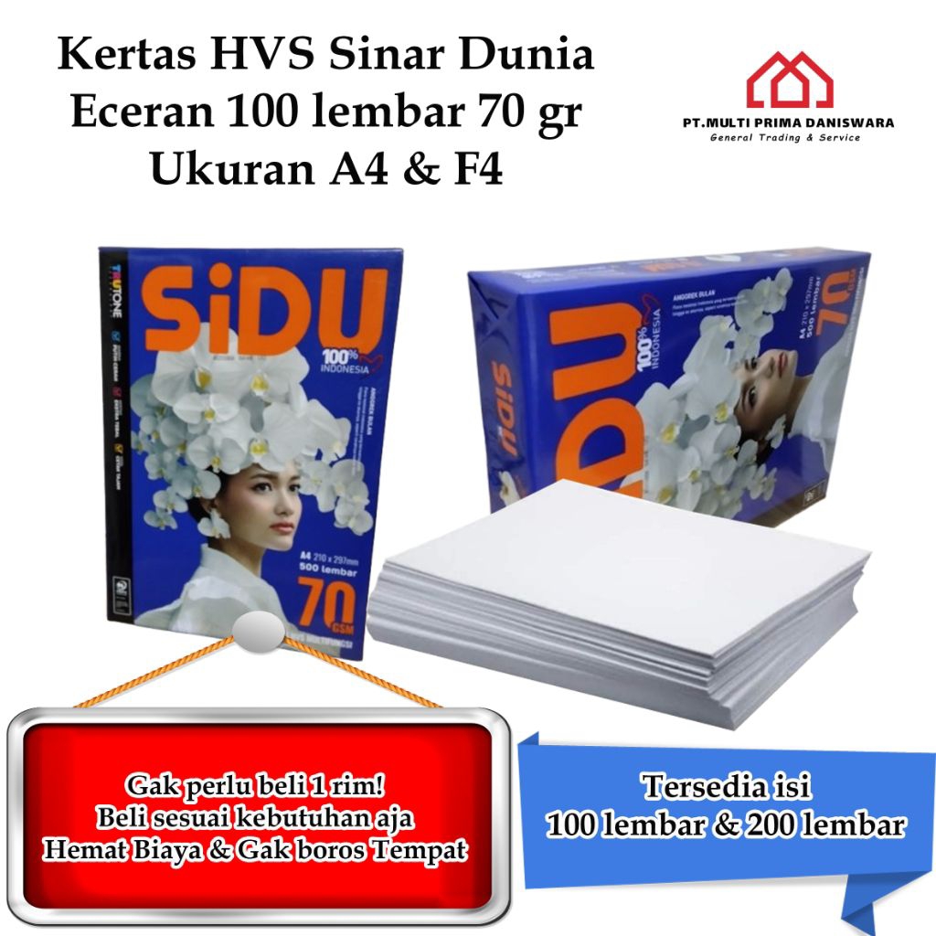 

Kertas HVS A4 Sinar Dunia Eceran 70 gr