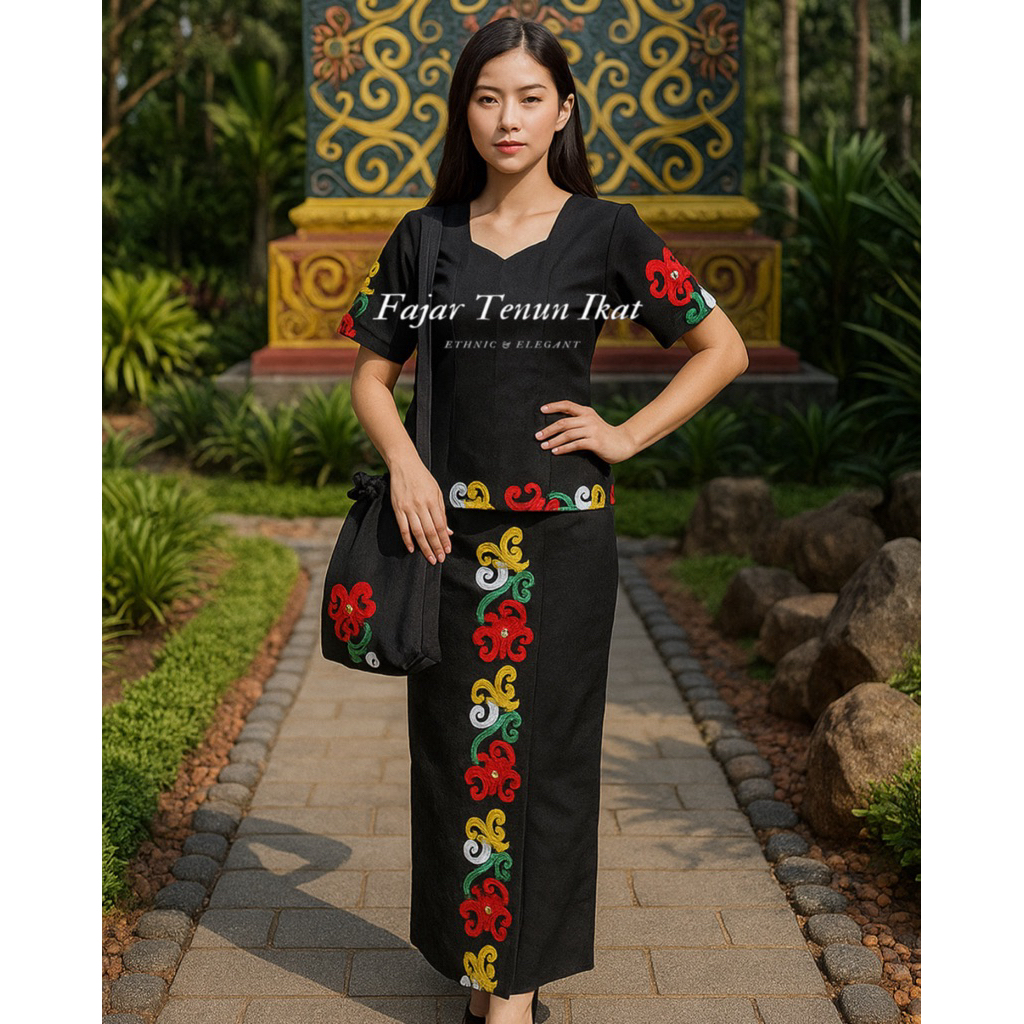 SETELAN BAJU ADAT KALIMANTAN / SETELAN TENUN CUMI KHAS KALIMANTAN