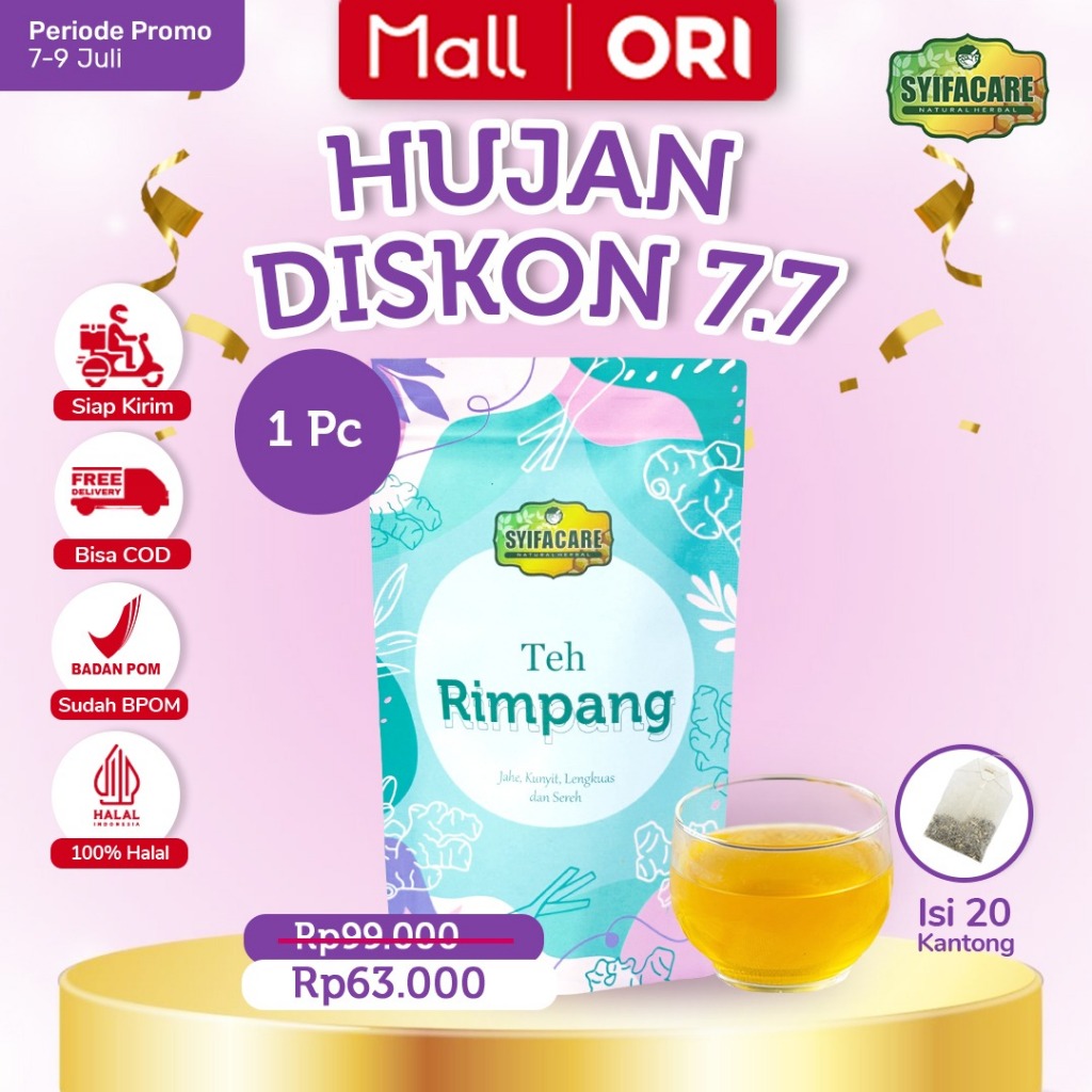 

Teh Rimpang Syifacare - Minuman Instan Herbal Rempah Jahe Kunyit Lengkuas Sereh - BPOM & HALAL MUI