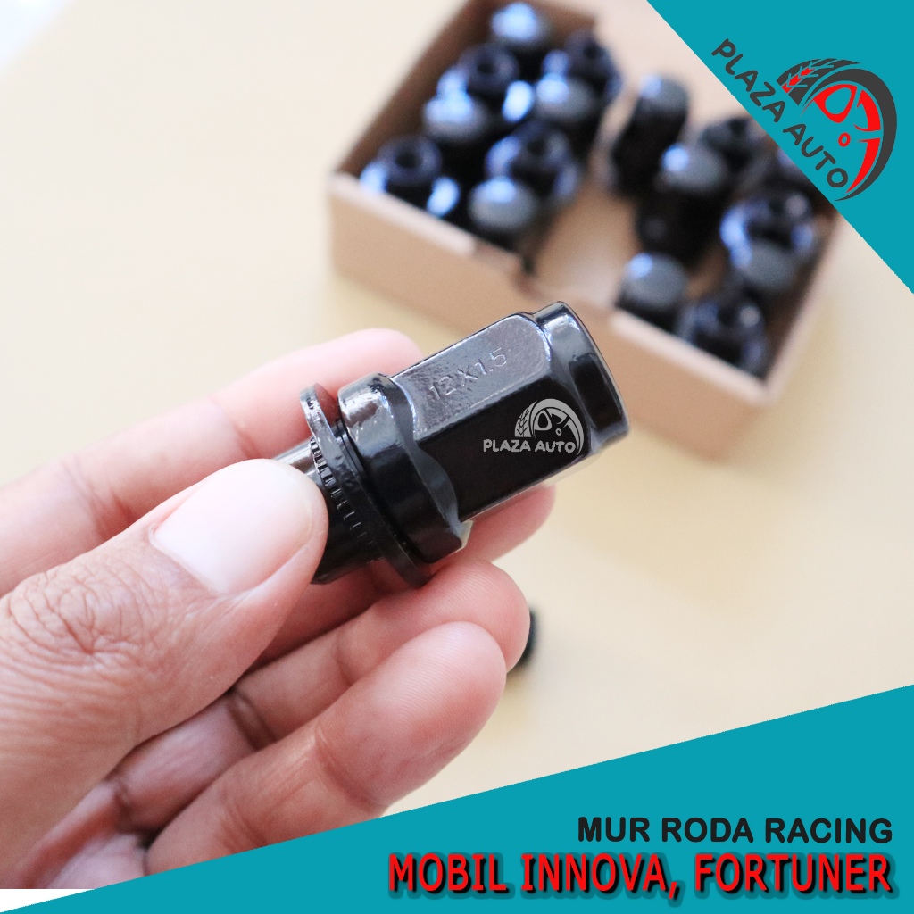 Mur Baut Roda Racing Mobil Innova Fortuner Hilux Warna Hitam - Harga Satuan