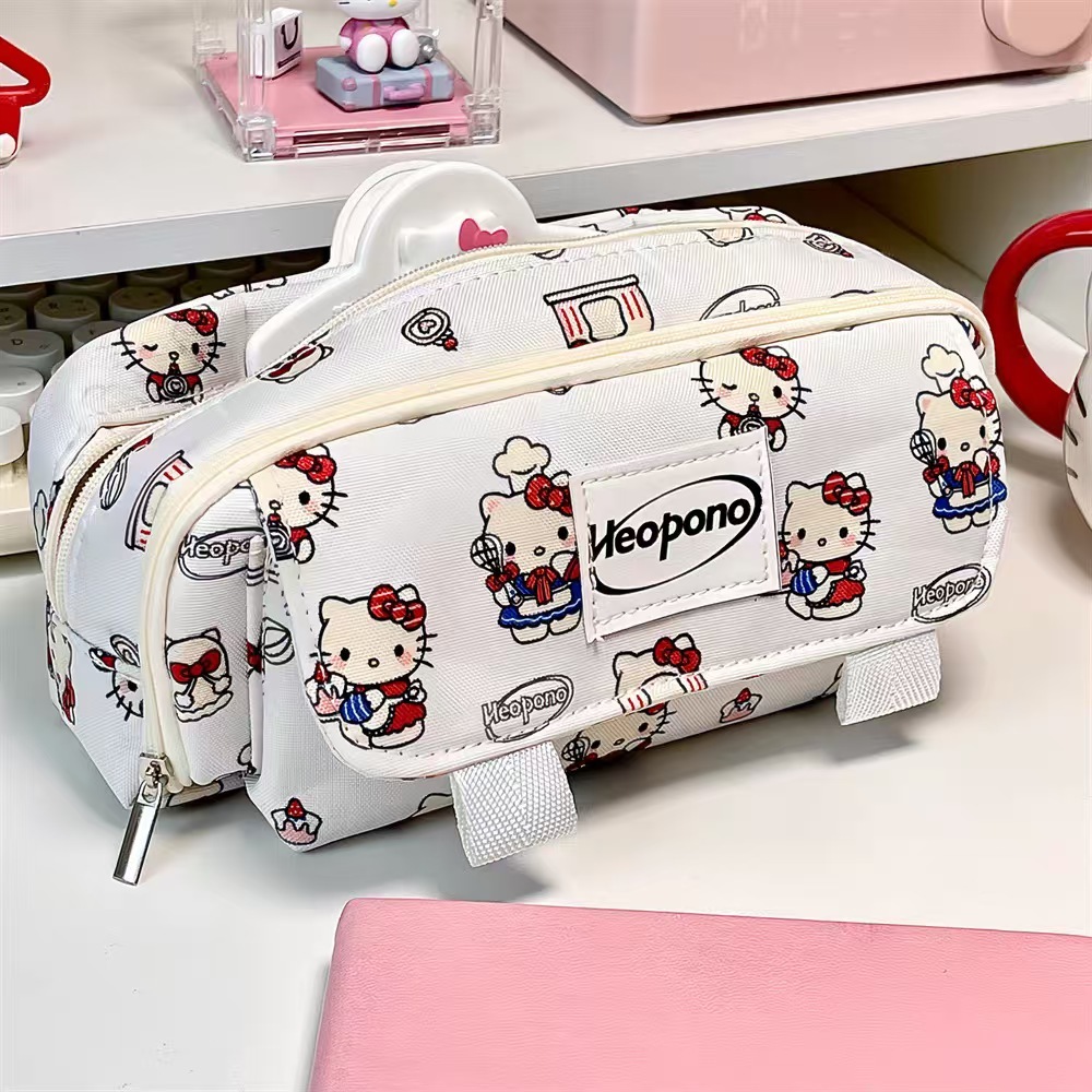 

Hello Kitty pencil case, student large capacity flip stationery storage bag, college style lead pencil case
