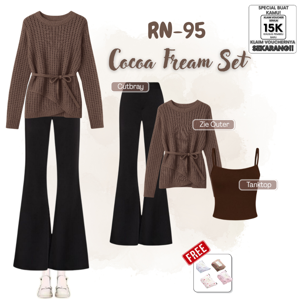 RN-95 | One Set Wanita Kekinian ( Zie Outer + Tanktop + Celana Cutbray ) Outfit Nongkrong, Kondangan