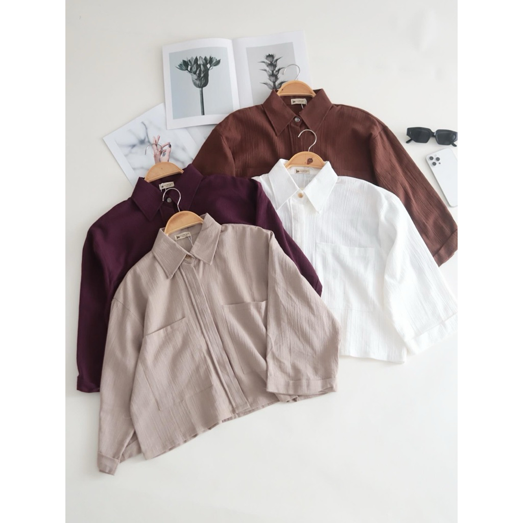 Crop Shirt Two Pocket 5020 | Kemeja Crop | Kemeja Linen | Kemeja Polos