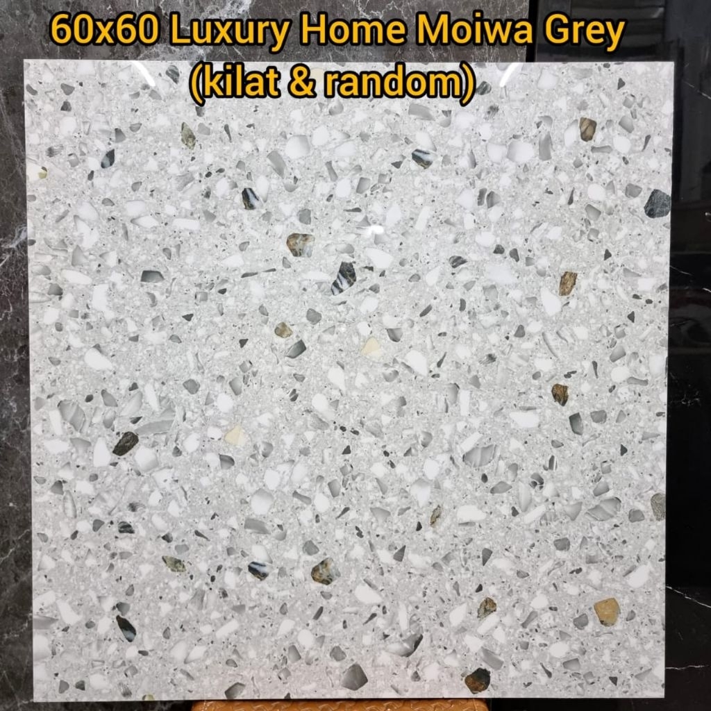 Granit Glazed Moiwa Grey Terazzo 60x60 - Kilat Medan