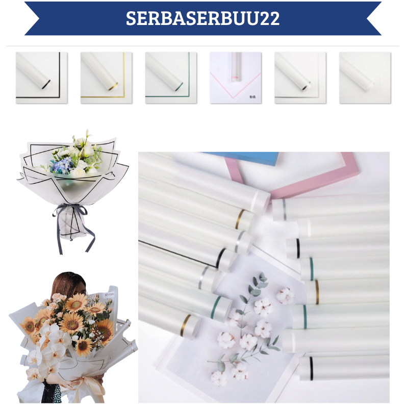 

Isi 20 LEMBAR Flower Wrapping Paper White Transparent Line Color Kertas Buket Bunga Transparan KB082 SS22