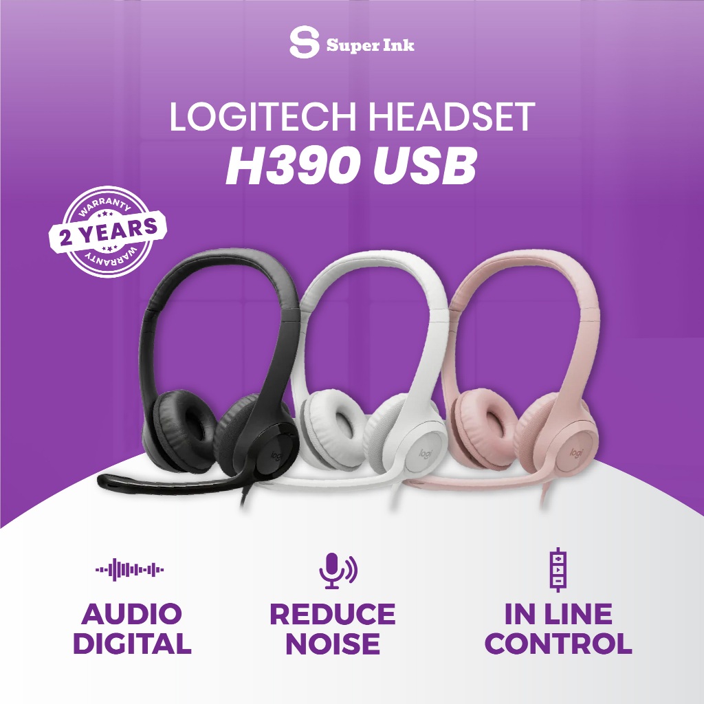 Headset USB dengan Mic Noise Cancelling Logitech H390