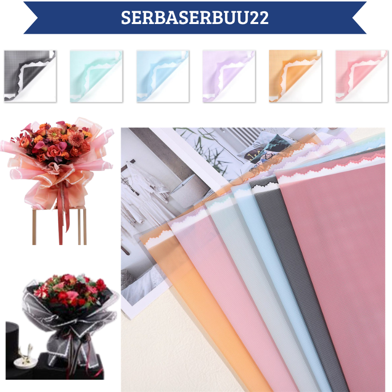 

Isi 20 LEMBAR Kertas Buket Motif Brokat Renda Lace Frame Flower Wrapping Cellophane KB092 SS22