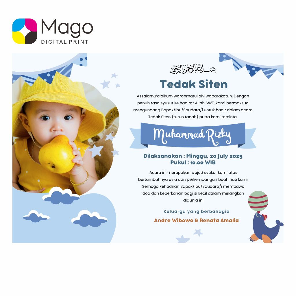 

Cetak Stiker Tedak Siten, Tasyakuran 4 bulan, Tasyakuran 7 bulan, Tasyakuran Kelahiran