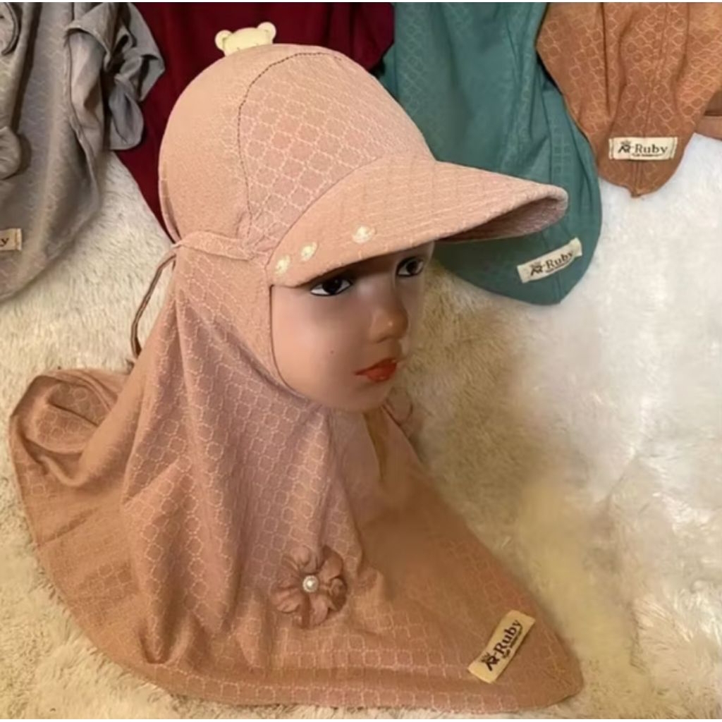 hijab topi sport anak lucu kerudung Sport Topi Strada Bunga Jilbab anak perempuan Hijab instan