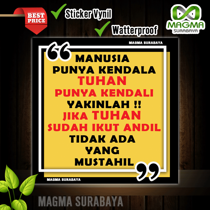 

Stiker Manuasia Punya Kendala Tuhan punya Kendali yakinlah jika Tuhan sudah ikut andil tidak ada yang mustahil