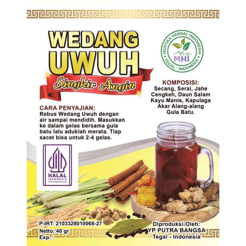 

Grosir Wedang Uwuh Singkir Angin Mustika Herbal Indonesia (MHI) 1 pack isi 10 bungkus 400 gr