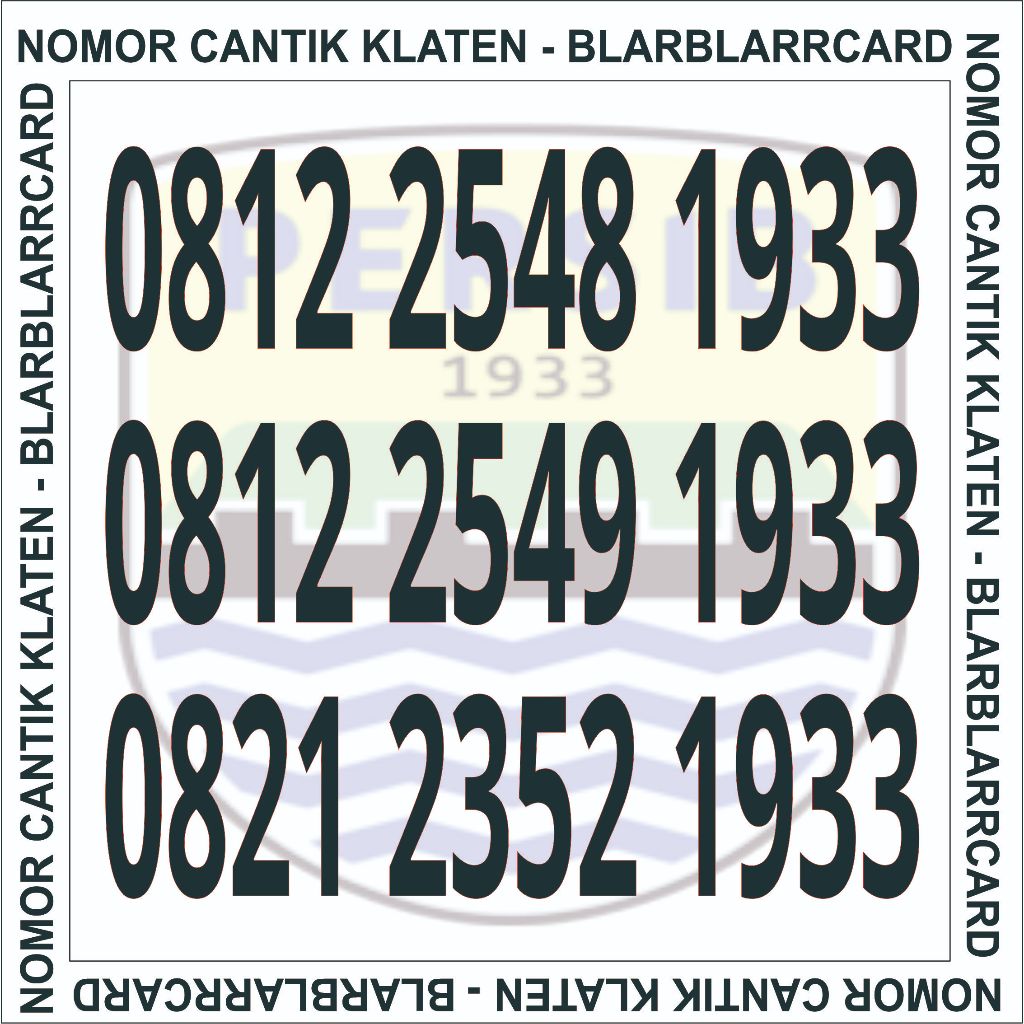 Kartu Nomer - Nomor Cantik Telkomsel Simpati serian Tahun Bola 1933 PERSIB BANDUNG