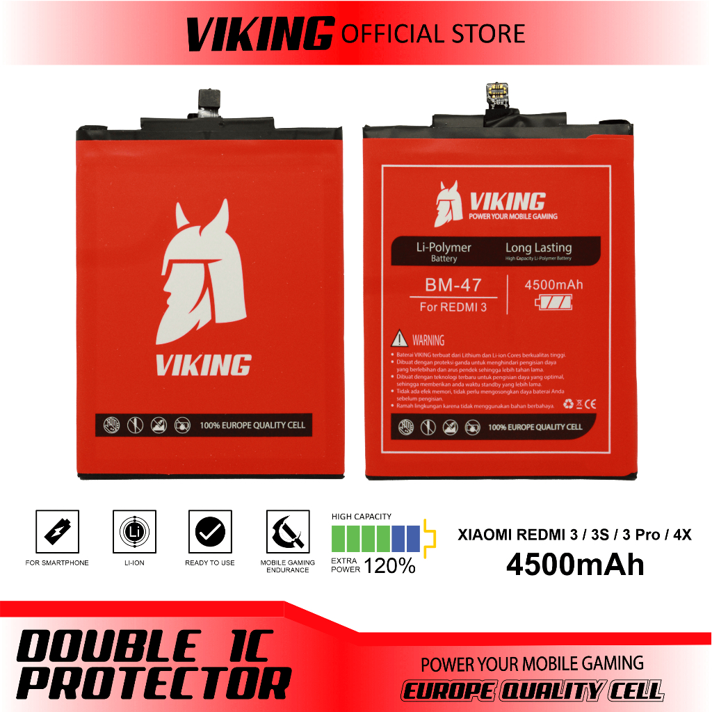 VIKING Baterai Redmi 4X BM47 Double Power