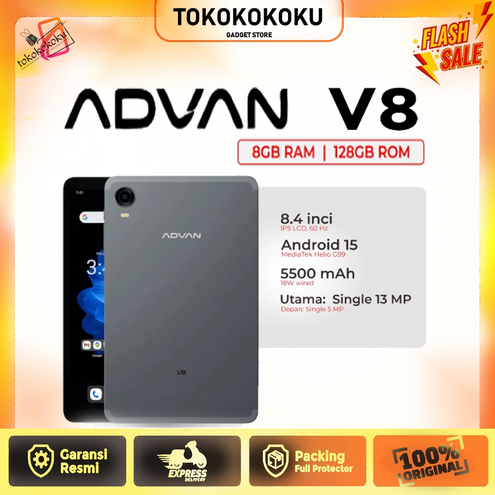 Advan Tab V8 Ram 8/128gb Android 14 Mediatek Helio G99 Tablet 8GB 128GB GAMING - GARANSI RESMI