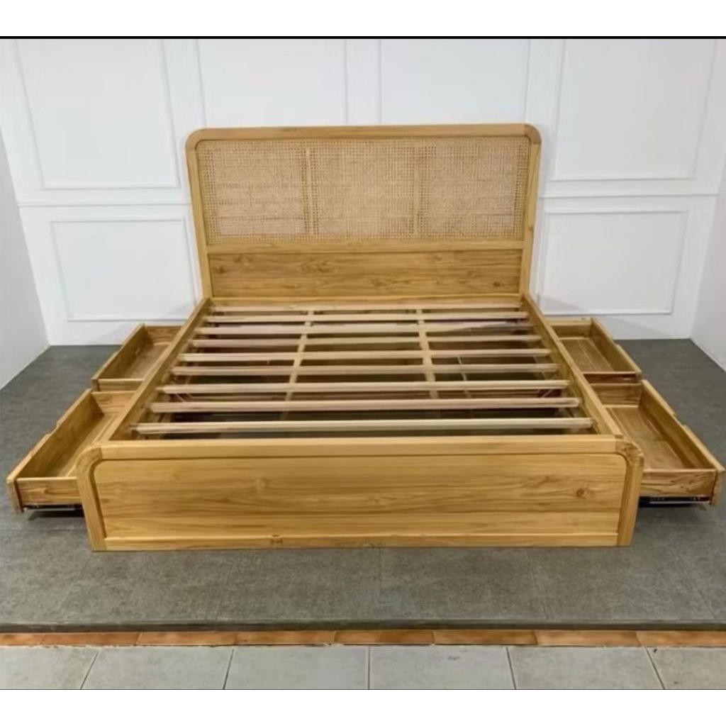 Dipan Custom Minimalis Laci 4 Kayu Jati Perhutani