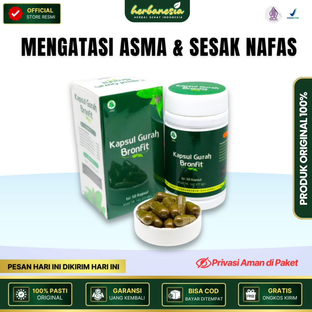 Kapsul Gurah Bronfit – Obat Herbal Paru-Paru, Asma, Sesak Nafas, Batuk Kronis dan Bronkhitis