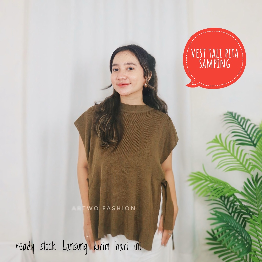 Rompi Rajut Tali Andin / Andien Vest Knit / Outer Rajut Premium Wanita / Vest Tali samping