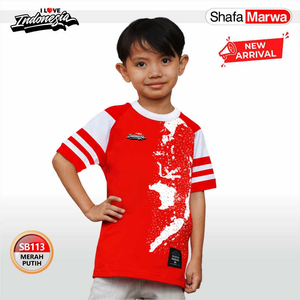 Shafamarwa Baju Anak Merah Putih Agustusan - Kaos Edisi Kemerdekaan 17 Agustus 113 Merah Putih