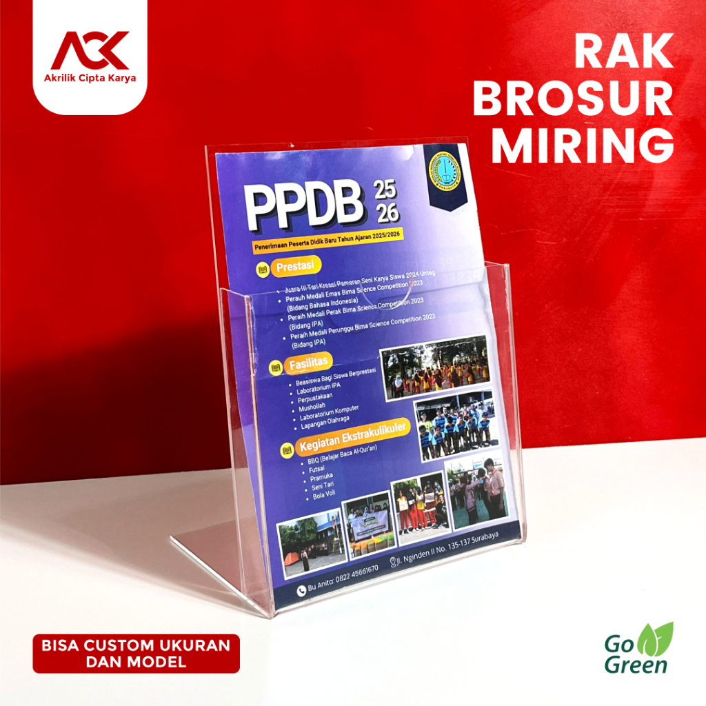 TEMPAT BROSUR - Rak Brosur - Display Rak Tempat Brosur - Tempat Menu Brosur Akrilik - A5 - Model Mir