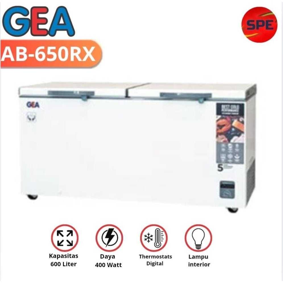 Chest Freezer GEA, Kapasitas 600 Liter, Daya Listrik: 400 Watt, AB-650RX GARANSI RESMI