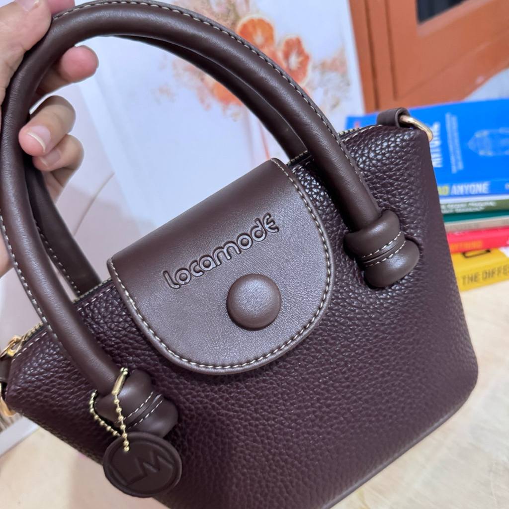 LOCAMODE Tas Selempang Wanita Loli Mini Ukuran 17x15cm Bahan Sintetis Kulit Jeruk