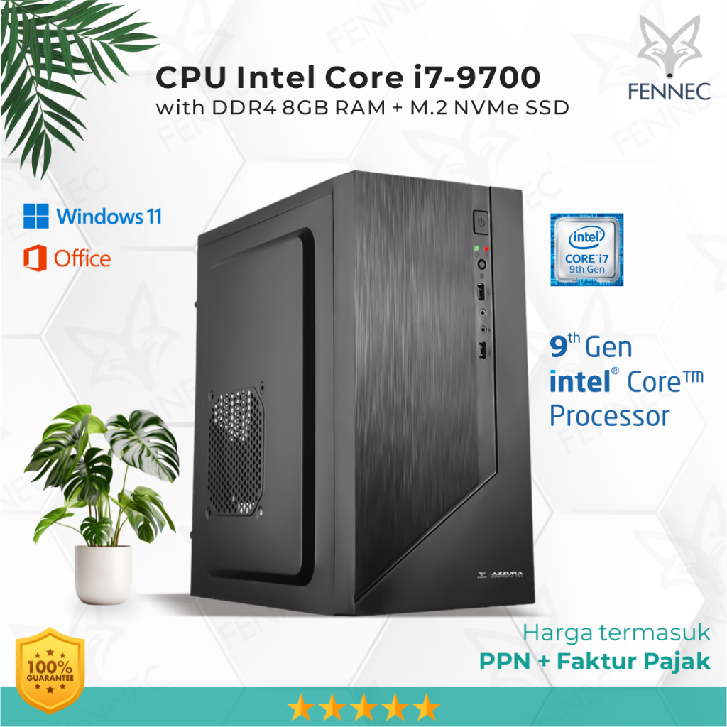 CPU PC Komputer Intel Core i7-9700 Gen-9 RAM 8GB SSD Rakitan Office