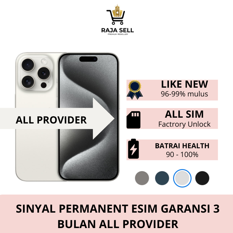 RAJASELL2 PERMANEN iPhone 15Promax 128GB 256GB Second Factory Unlock Bergaransi 5G Fullset OEM