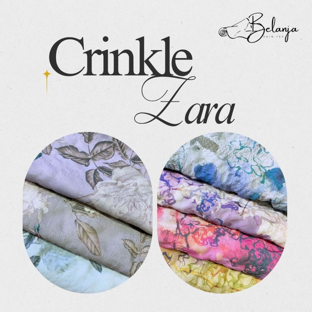 Kain Bahan Crinkle Zara Motif - Harga per 50 cm