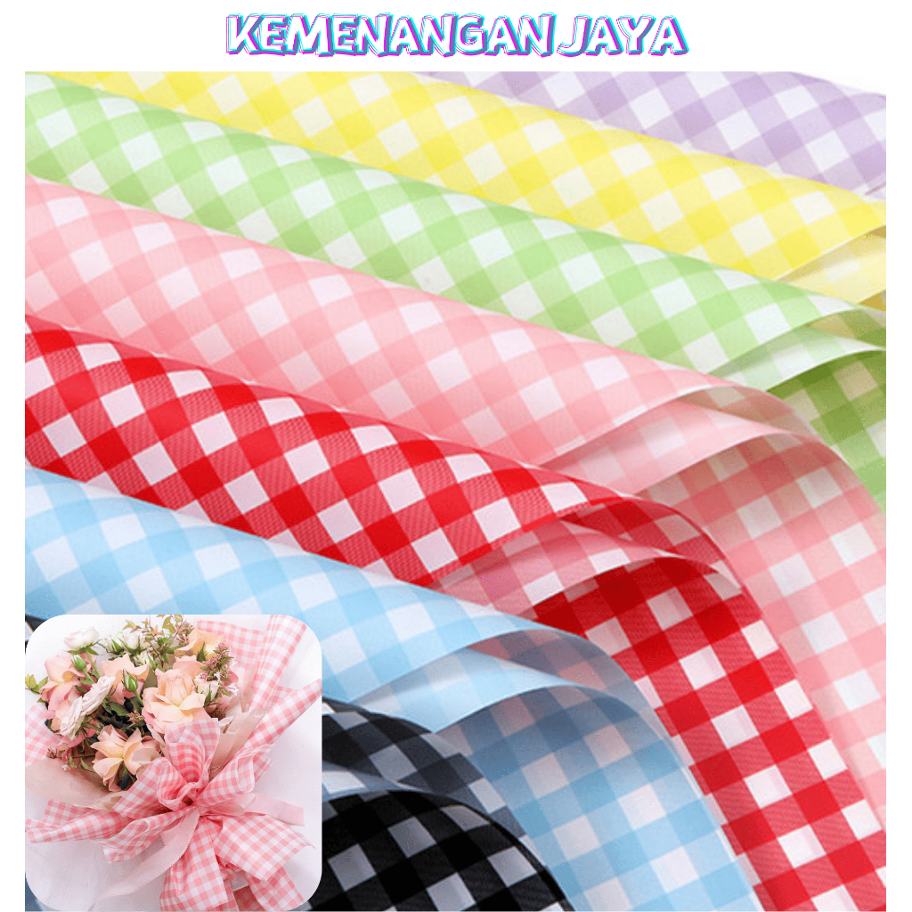 

Isi 20 LEMBAR Kertas Bunga Buket Motif Gingham Plaid Square Kotak Kotak Flower Wrapping Cellophane KB020