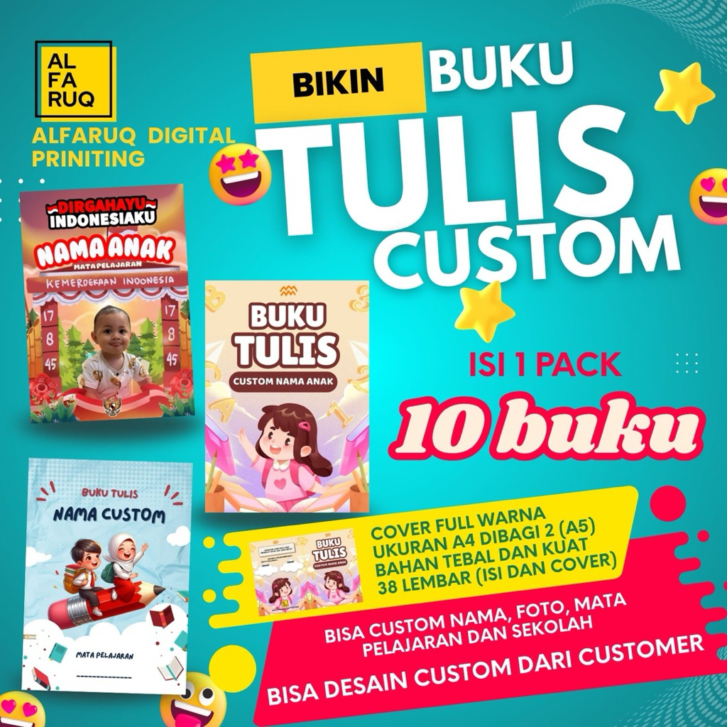 

Custom Buku Tulis Model Kekinian dan bisa request nama, tema, model dan foto