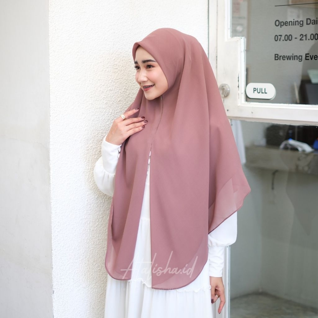Hijab Instan Segiempat Oval Zipper Ceruty Babydoll || Hijab Resleting || khimar segiempat syari Zipp