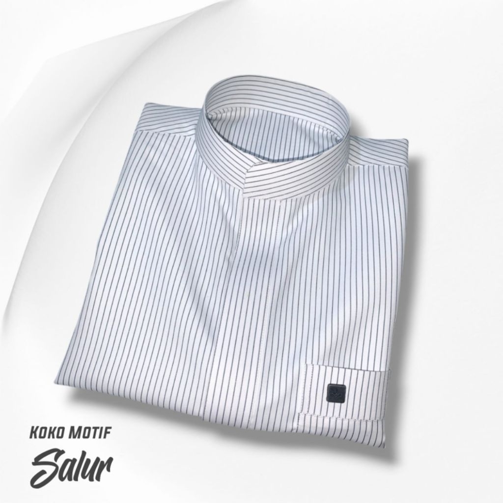 Baju Koko lengan panjang motif Salur garis garis, Koko atasan pria yang lagi ngetrend kain katun pre