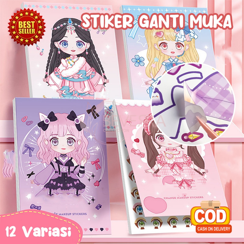 

Stiker Mainan Anak Kartun Lucu Change Makeup Buku Sticker DIY Berdandan Ganti Muka Pakaian MX-5042