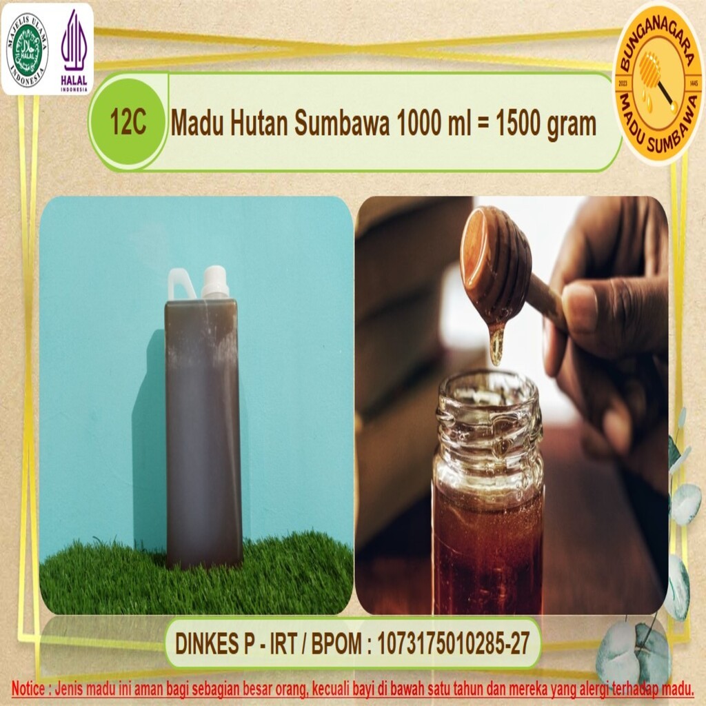 

MADU HUTAN SUMBAWA ASLI HUTAN ALAM INDONESIA 1 L | 1000 ML 1500 GRAM BUNGANAGARA PURE HONEY