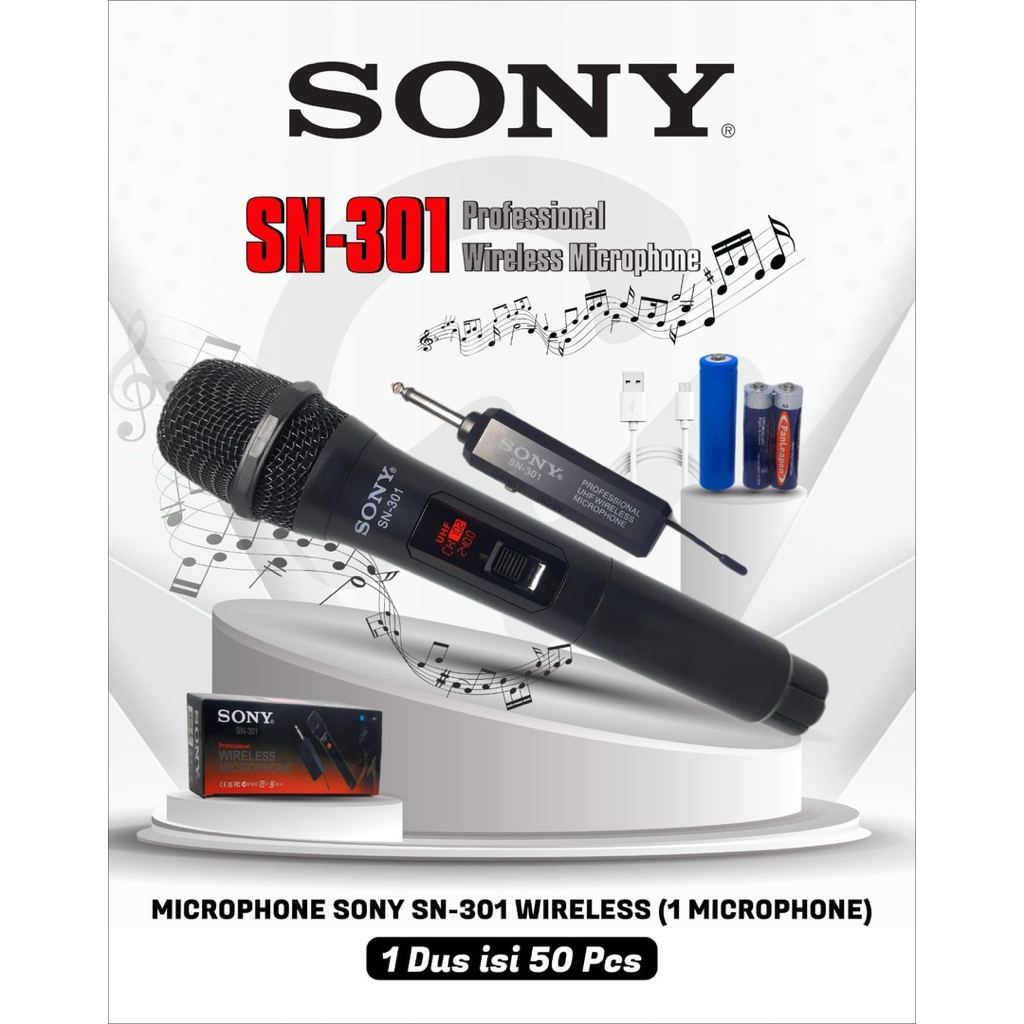 Microphone SONY SN-302 wireless ( 2 microphone) & microphone SONY SN-301 ( 1 microphone) / sony mic 