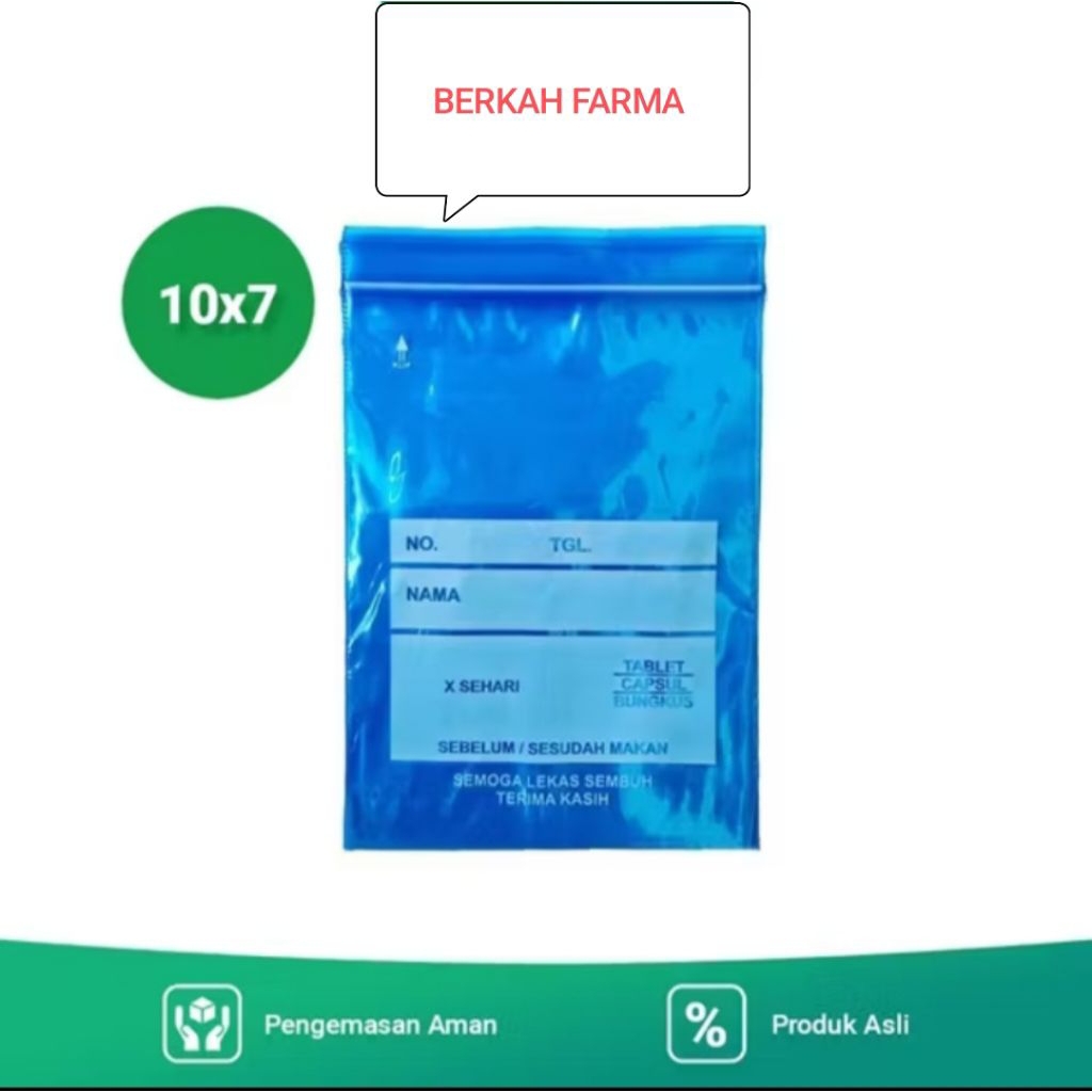 PLASTIK KLIP OBAT 10 CM X 7 CM 100 LEMBAR BIRU