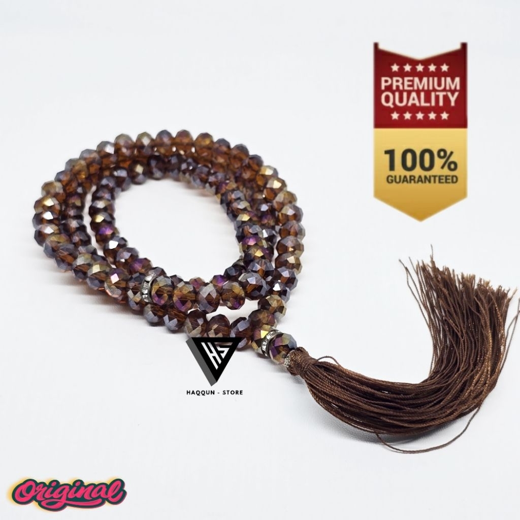 TASBIH BATU KRISTAL 8MM 99 BUTIR WARNA JINGGA