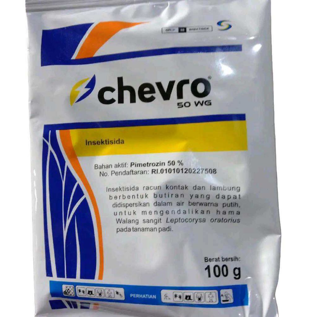 CHEVRO 50 WG Pimetrozim 100 gram, Pembasmi wereng trips kutu kebul Tungau apids pada tanaman padi ca